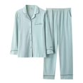 thumbnail image 1 of Pyjama Femme Automne et Hiver Manches Longues Col à Revers Gilet Ensemble Pantalon Grande Taille Tenue d'Intérieur, 1 of 2