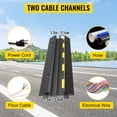 thumbnail image 1 of 3 Pcs 2 Canales Cubierta Protector de Cables Pasacables para Suelo 100x25x5cm Amarrillo Blanco de PVC y Caucho 10000KG, 1 of 5
