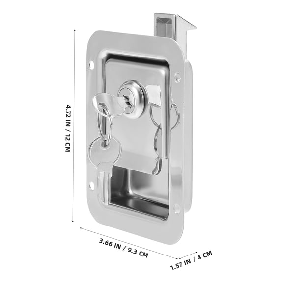 Travel Trailer Lock, Stainless Steel Flush Mount Handle Latch Door Lock for Trucks, Tool Boxes, 1 Lock with 2 Keys