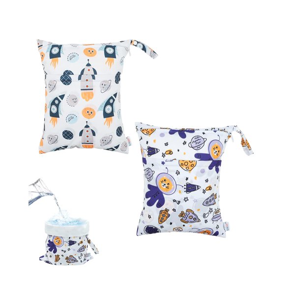 Bolsas húmedas y secas ALVABABY, paquete de 2 unidades, impermeables, 30 x 36 cm, reutilizables