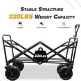 thumbnail image 6 of Heavy Duty Beach Wagon Cart Outdoor Folding Utility Camping Garden Beach Cart with Universal Wheels Adjustable Handle Shopping (Black), 6 of 10
