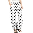 thumbnail image 3 of EGNMCR Girls Wide Leg Loose Baggys Tapered Pant Loose Straight Waist Spring Summer Lightweight Polka Dots Dress Pant for Kids Teen, 3 of 9