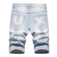 thumbnail image 4 of Simua Men's Light Wash Ripped Distressed Denim Shorts | Slim Fit Elastic Waist Button Zipper Multi-Pocket Summer Outdoor Casual Shorts, 4 of 7