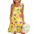 thumbnail image 5 of Tisuna Easter Summer Dress For Girls Child Bunny Print Sleeveless Crew Neck Dresses Comfortable Casual Little Girls Festival Party Playwear Outfits Yellow Size 7-8 Years, 5 of 8