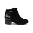 thumbnail image 3 of KAREN SCOTT Womens Black Croc Embossed Crisscross Straps Buckle Accent Cushioned Franccess Almond Toe Block Heel Zip-Up Booties 8 M, 3 of 4
