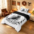 thumbnail image 2 of Homewish Halloween Skeleton Twin Comforter Sets, Lunar Phase Floral Bedding Set, Black White, Black Reversible, 2 Pieces 1 Comforter and 1 Pillowcase, 2 of 5