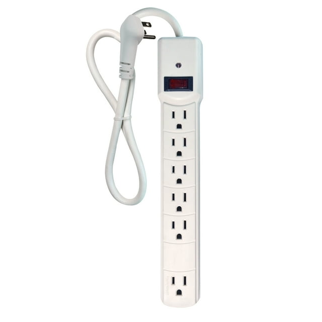 Xtricity - Barre d'Alimentation à 6 Prises avec Parasurtenseur, Cordon de 4 Pieds, Blanc