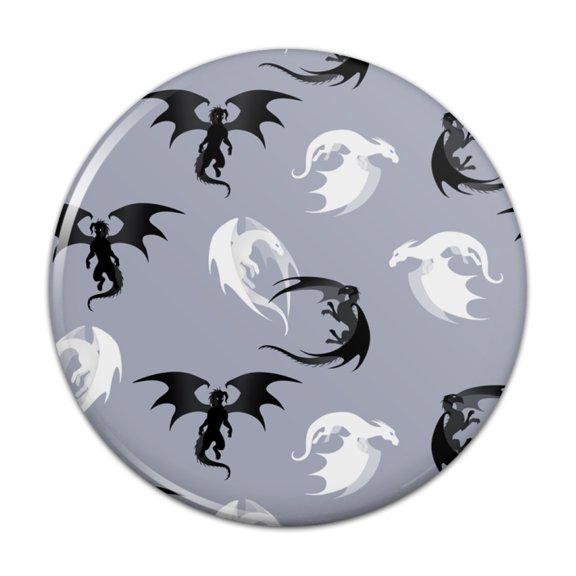 Black and White Dragons Pattern Pinback Button Pin