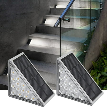 

ZKCCNUK Outdoor Light Solar Step Lights 2 Pack Outdoor Stair Lights Warm White Triangles Solar Decks Lights IP67 Auto On Off Decoration Lights For Stair Patio Yard Drivewa on Clearance