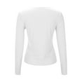 thumbnail image 6 of Women's Autumn Long Sleeved Ribbed Knit Casual Round Neck Slim Fit Seam Basic T Shirt Top Womens Short Sleeve Raglan Tee Handstand Shirt Long Sleeve Long Sleeve Thin T Shirt Women Athletic Top 2 T, 6 of 8