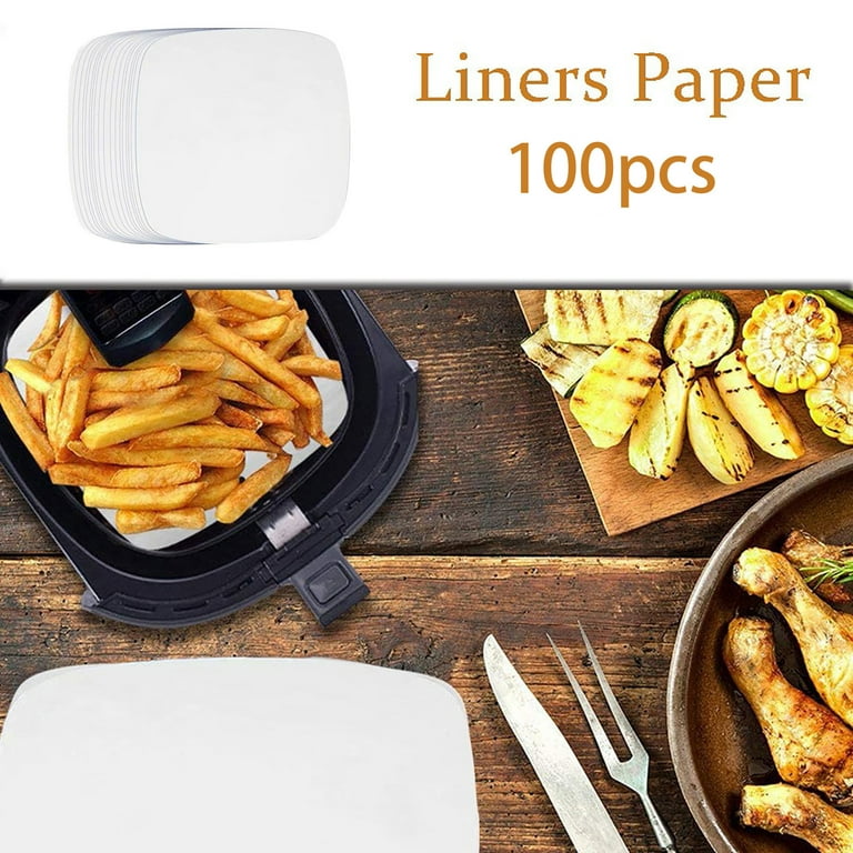 Atixel 6 inch Non-Porous Parchment Paper for Air Fryer Liners Square 100 Sheets 3.5 3.7 qt Air Fryer, Baking Paper, Oil Absorption Kitchen Paper