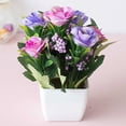 thumbnail image 7 of Conditiclusy Mini Artificial Potted Flowers, Fake Silk Camellia Flowers Plants in White Plastic Pots for Office Desktop Home Wedding Party Decoration, 7 of 7