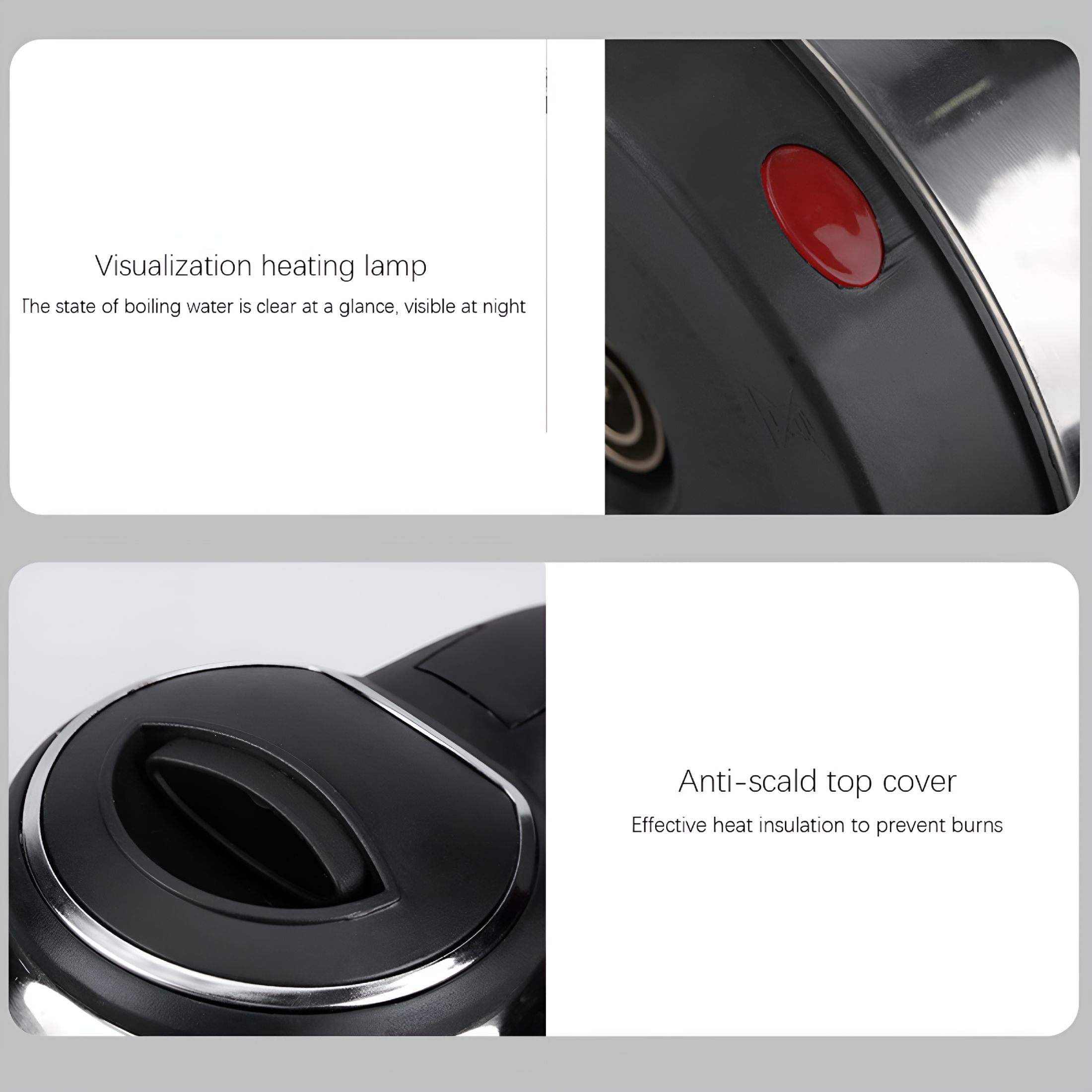 HIBIBUD 2026 New Stainless Steel Electric Kettle 2L Large Capacity Auto Shut Off Fast Boil Water Heater Anti-Scald Handle Removable Base