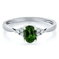 thumbnail image 3 of Gem Stone King Oval Green Chrome Diopside 0.45 Ct and Diamond 14K White Gold Ring, 3 of 5