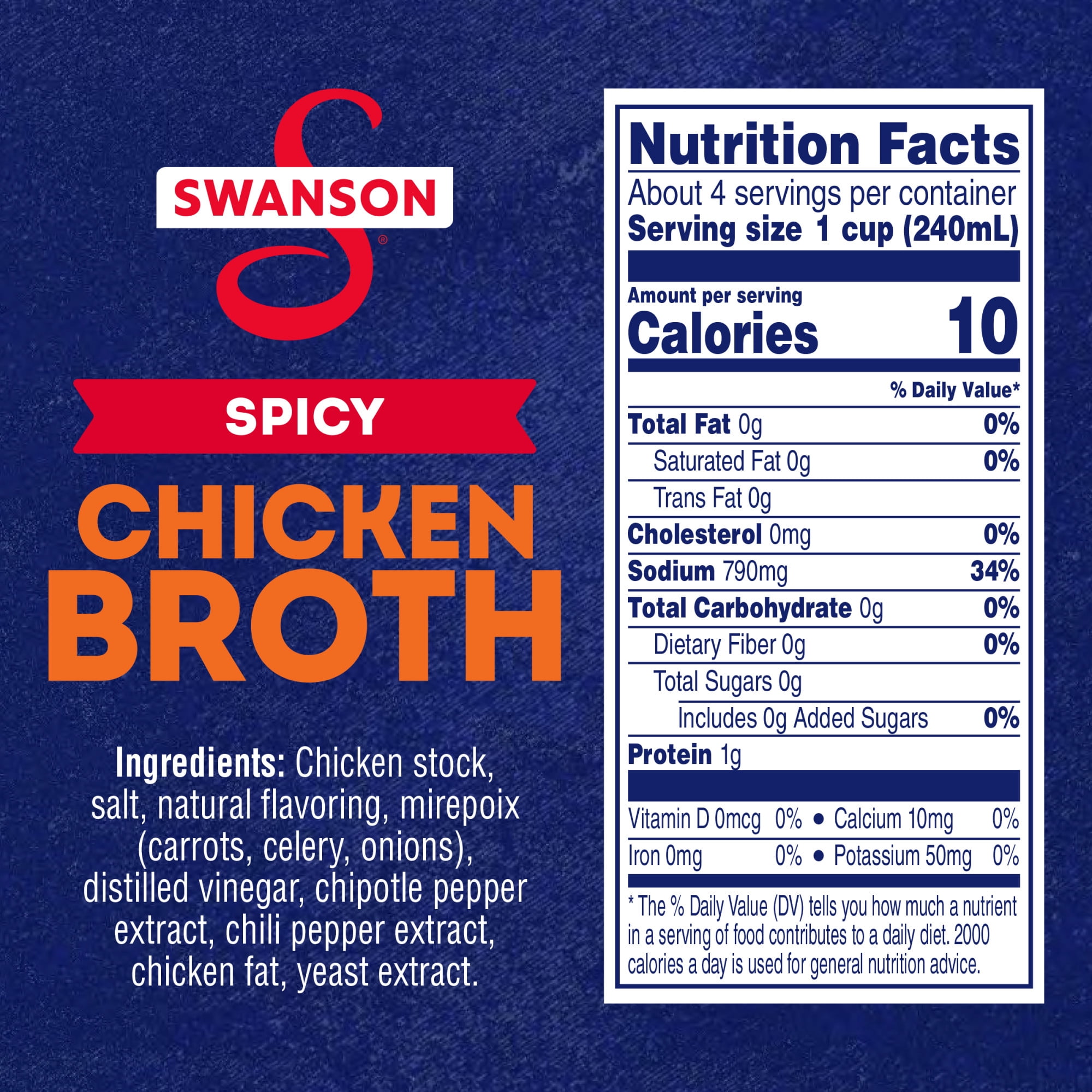 Swanson Spicy Chicken Broth, 32 oz Carton