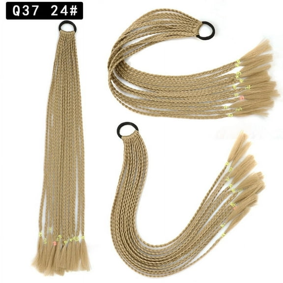 Namzi 2Pcs Braided Ponytail Extension Synthetic Braided Box Braided Ponytail Wig Extensions Hair Rope Natural Soft Synthetic Braided Fashion Hair Accessories for Women Daily Wear，Ashe Blonde