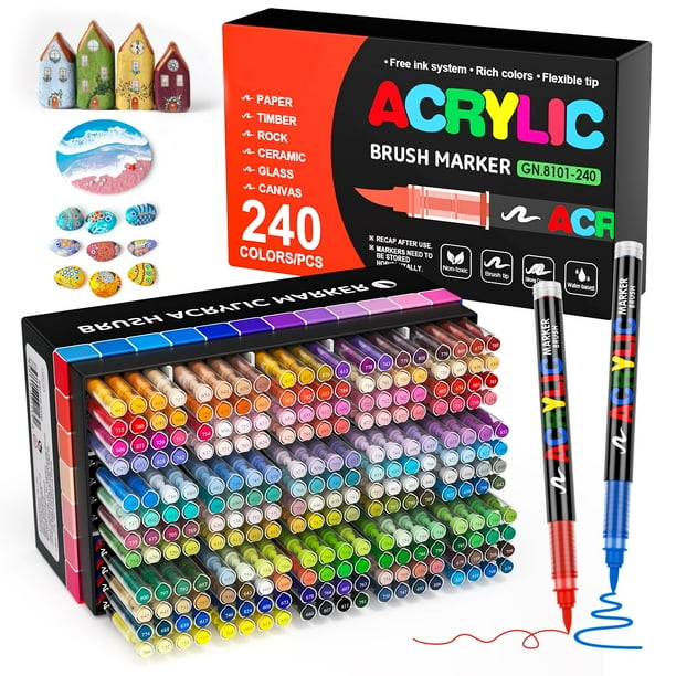 Set de rotuladores de pintura acrílica DICEKOO 240 colores a prueba de agua