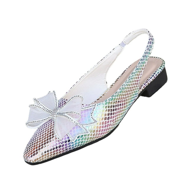 Sandales pour Femmes, Mode Décontractée Été Bout Pointu Creux Sans Dos avec Nœud et Strass, Sandales pour Femmes