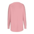 thumbnail image 5 of Women's T-Shirts Casual Solid Color Loose Round Neck Long Sleeve Thumb T Shirt Pullover Top for Everyday Wear and Comfort, 5 of 6