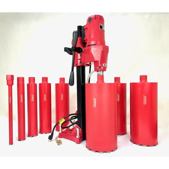 BLUEROCK ® 8" Z1 Concrete Core Drill w/ Stand & 1"- 8" Diamond WET Coring Bit Set - PACKAGE DEAL