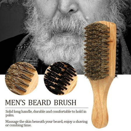 (Toponeto) Double Sided Men Shaving Brush Best Horsehair Shave Wood Handle Razor