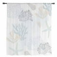 thumbnail image 2 of Blue Pink Coral Coastal Semi Sheer Curtains Drapes for Living Room, Bedroom, French Doors Window 96 Inches Long, Nautical Starfish Summer Beach Rod Pocket Chiffon Curtain Drapery Voile Drape Panel, 2 of 6