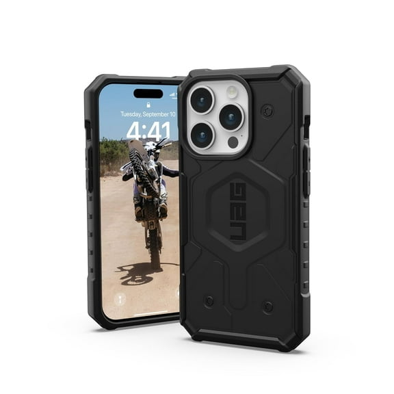 UAG iPhone 15 Pro Case 6.1" Pathfinder Black Built-in Magnet Compatible with MagSafe Charging Rugged Military Grade Dropproof Protective Cover by URBAN ARMOR GEAR