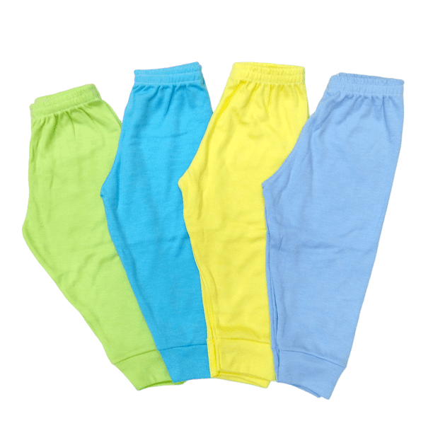 Paquete con 4 Pantalones Suaves para Bebé Niño combinación de colores pastel, Baby Planet México, Talla 12 a 18 Meses, 100% Algodón.