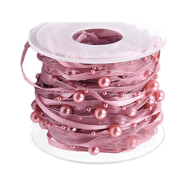 EeaseMX 1 rollo de cinta de cuentas creativa para bodas, cintas decorativas para ramos, fiestas y manualidades (rosa)