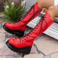 thumbnail image 4 of SACFOF Women Platform Punk Goth Mid Calf Boots Chunky High Heel Side Zip Butterfly Wings Knee High Motorcycle Combat Booties, 4 of 6