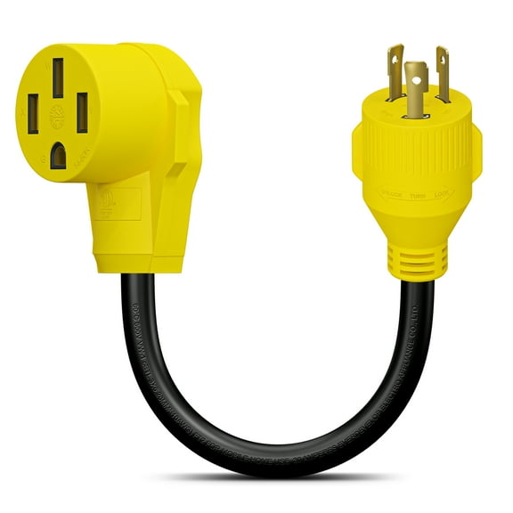 Leisure Cords RV Generator Power Adapter 30AMP Male 3-Prong Plug to 50 AMP Female 12inch L5-30P to 14-50R