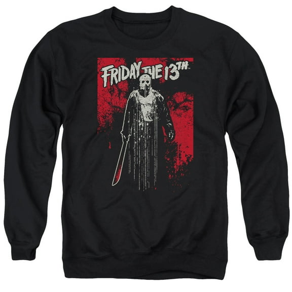 Trevco Sportswear WBM552-AS-2 Friday The 13th Drip Adult Crewneck Sweatshirt, Black - Medium