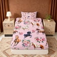 thumbnail image 4 of Erosebridal Farm Horse Twin Sheet Sets, Pink Floral Flower Bedding, 3pcs (1 Flat Sheet, 1 Fitted Sheet and 1 Pillowcase), 4 of 6