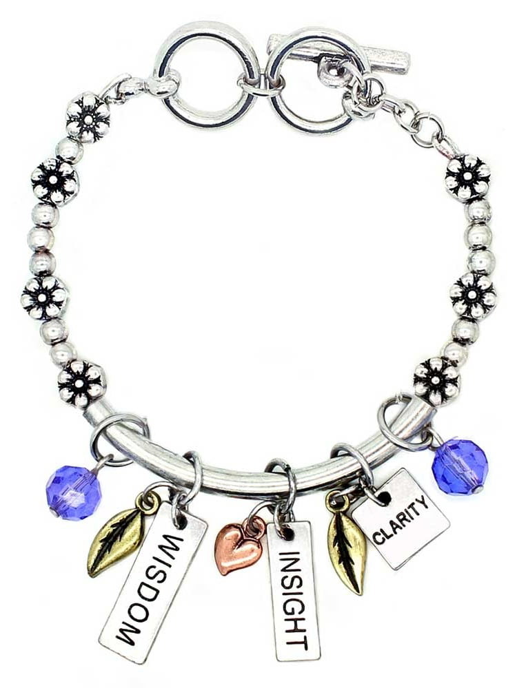 8 Silvertone Small Ankh Gods Love Infinity Toggle Chain Bracelet
