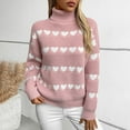 thumbnail image 2 of Posijego Turtleneck Sweater for Women Heart Graphic Crochet Long Sleeve Pullovers Fall Winter Warm Sweaters, 2 of 7