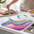 thumbnail image 2 of Rainbow Tie Dye Wave Pattern Dish Drying Mat for Kitchen 1 Pack, Ultra Absorbent Microfiber Dishes Drainer Mats,16"x18", 2 of 6