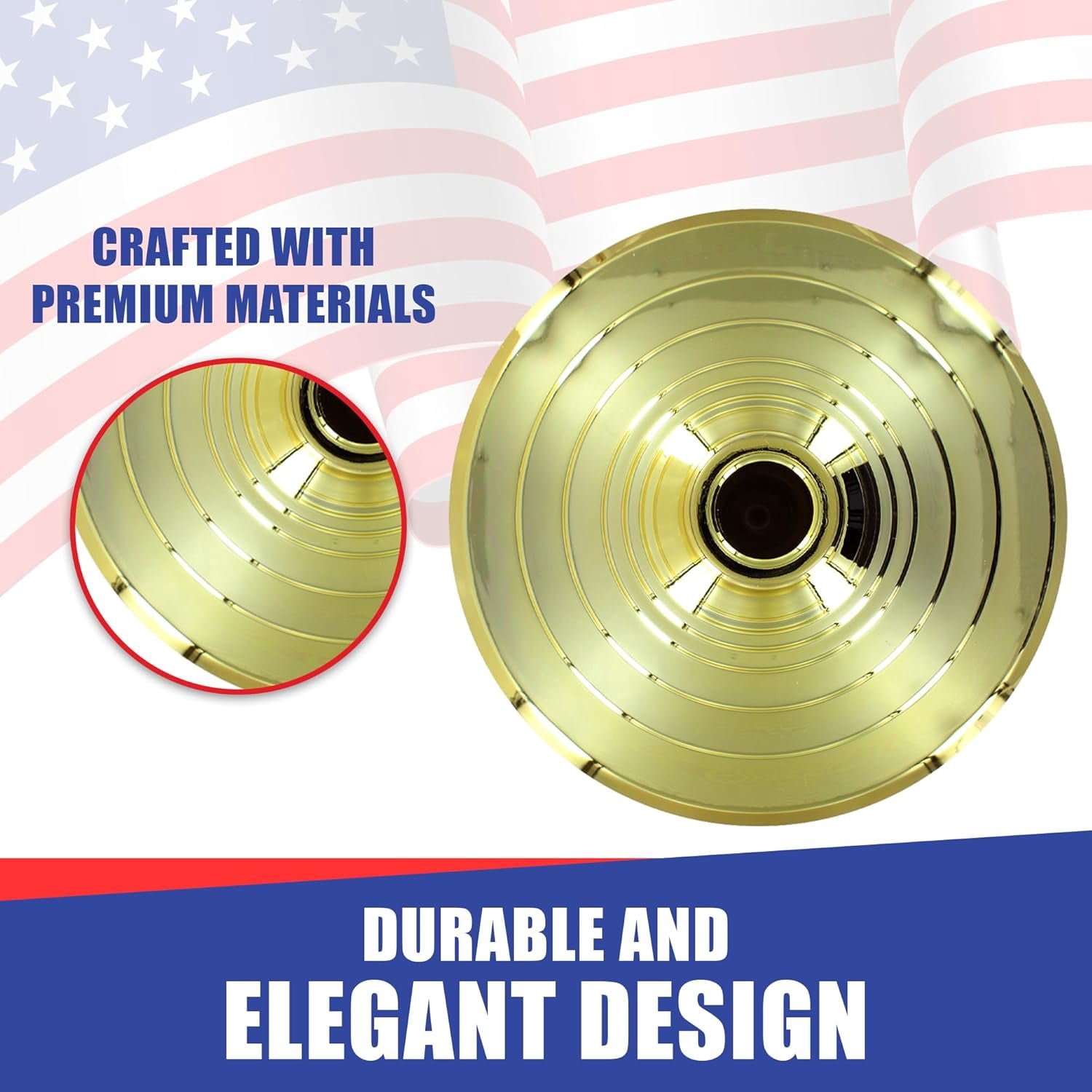 Super Tough Floor Stand Base for Indoor Flagpole - Metallic Gold | Durable ABS Plastic | Fits 1" to 1 1/4" Poles | Unweighted with Fillable Design | Easy Assembly with Elegant Gold Finish