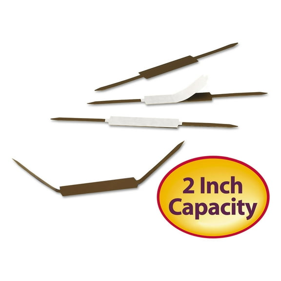Smead Standard Self-Adhesive Fasteners, 2" Capacity, 2.75" Center to Center, Brown, 100/Box (68220)
