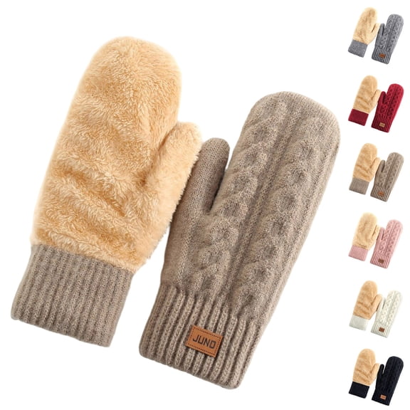 Hellosay Womens Winter Gloves Knit Thermal Warm Fleece Lined Christmas Gifts Khaki
