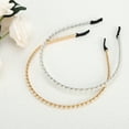 thumbnail image 7 of 2 Pcs Faux Pearl Headbands Hair Accessories Headbands for Women Girl Gold Tone Silver Tone 5.12"x0.2", 7 of 7