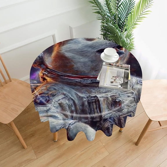 RKSupls 60 Inch Round Tablecloth, Dog Puppy Pet Premium Polyester Straight Edge Wrinkle Resistant Washable Table Cover for Party Home Dining Decor