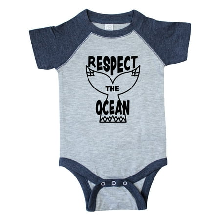 

Inktastic Respect The Ocean with Whale Tail Gift Baby Boy or Baby Girl Bodysuit