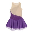 thumbnail image 4 of Sinleey Robe de Patinage Artistique pour Filles, Sans Manches, avec Strass Scintillants, Robe de Danse Ballet, Violet 14, 4 of 7