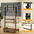thumbnail image 6 of RTVR Rolling TV Stand with Wheels for 40-86 inch Screens, Height Adjustable Mobile TV Stand with Wooden Storage Shelf, Holds up to 150 lbs, Brown, 6 of 8