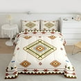 thumbnail image 2 of Manfei Retro Rustic Aztec Bedding Comforter Set,Vinatge Geometric Rhombus Twin Comforter Sets,Beige Brown Bedding Set For Men Women,Breathable Home Decor Reversible,2 Pieces, 2 of 8