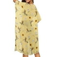 thumbnail image 2 of DISNIMO Hummingbird Daisy Print Women's Swimsuit Cover Up Sunflower Printed Casual Cardigan Beach Coverup Summer Loose Bathing Suit Cover Ups Half Sleeve Bikini Coverups, 2 of 6