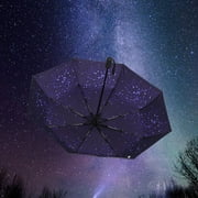 PRINxy Compact Travel Umbrella, Starrys Umbrella, Windproof Stick Umbrella Anti- Protection Umbrella Black