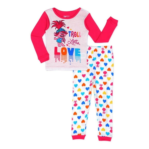 DreamWorks Trolls 2 PC Long Sleeve Tight Fit Cotton Pajama Set Girl Size 5T
