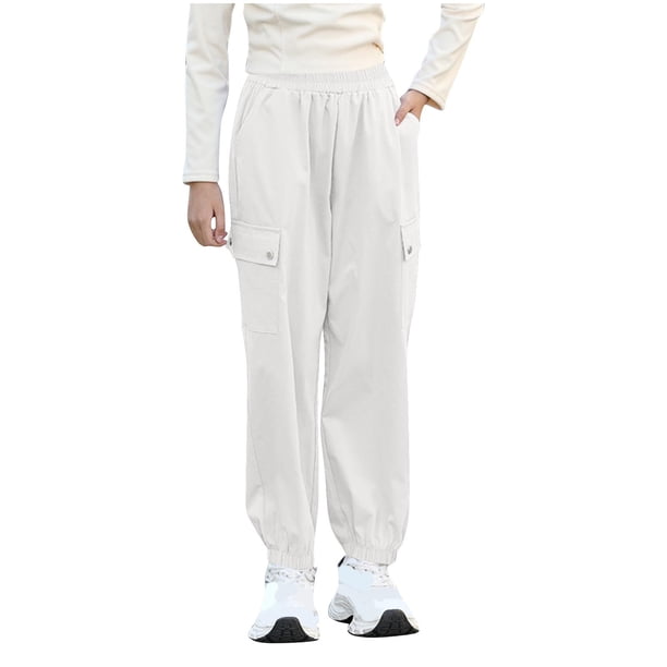 Odeerbi 3-15 Años Niños Niñas Cargo Pantalones Deportes Jogger Pantalones Casual Sólido Color Verano Pantalones de Trabajo