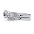thumbnail image 3 of BERRICLE Sterling Silver 3-Stone Wedding Engagement Rings 1.25 Carat Round Cut Cubic Zirconia CZ Ring Set for Women, Rhodium Plated Size 8.5, 3 of 13